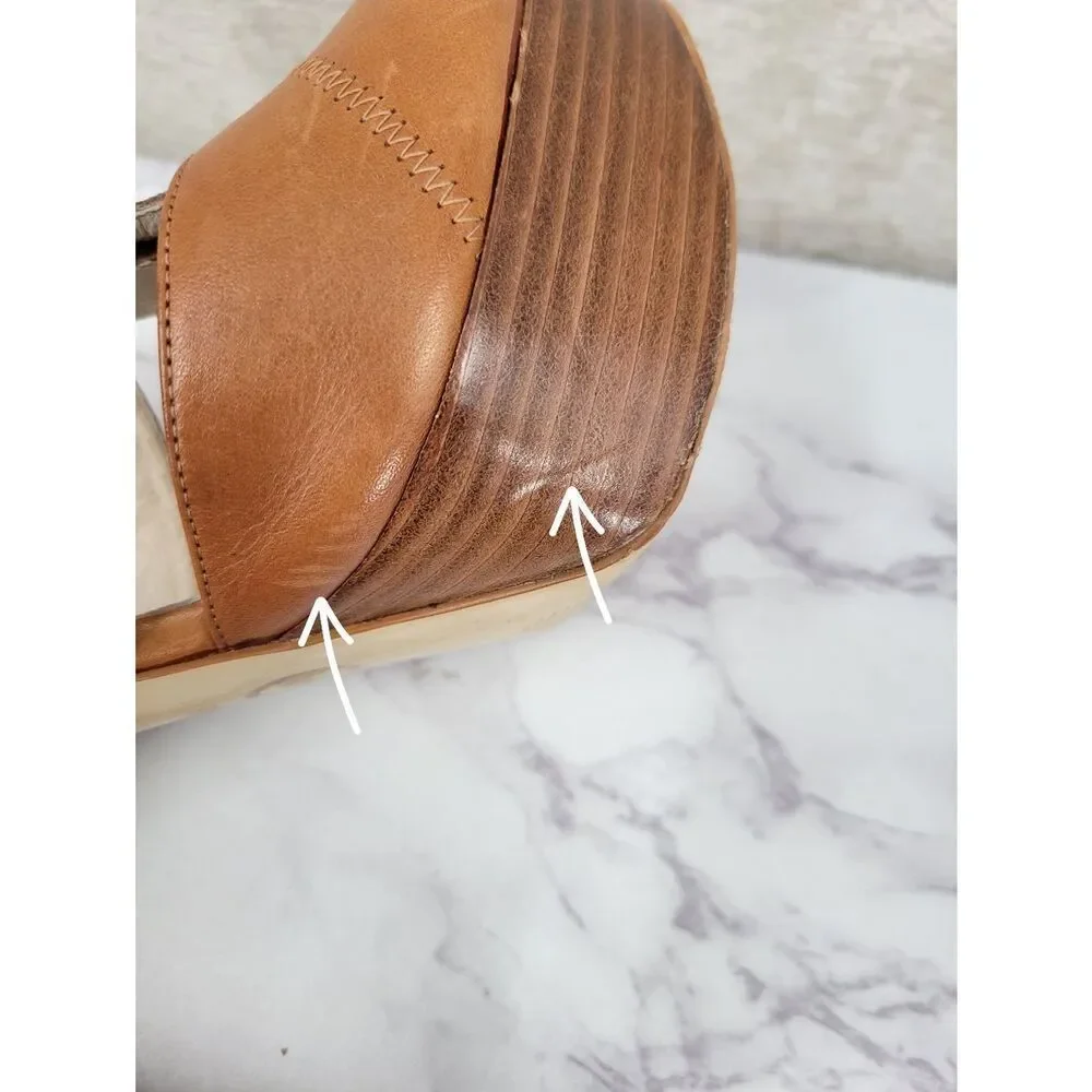 Michael Kors Berkley Tan Leather Platform Heels with Front Zip